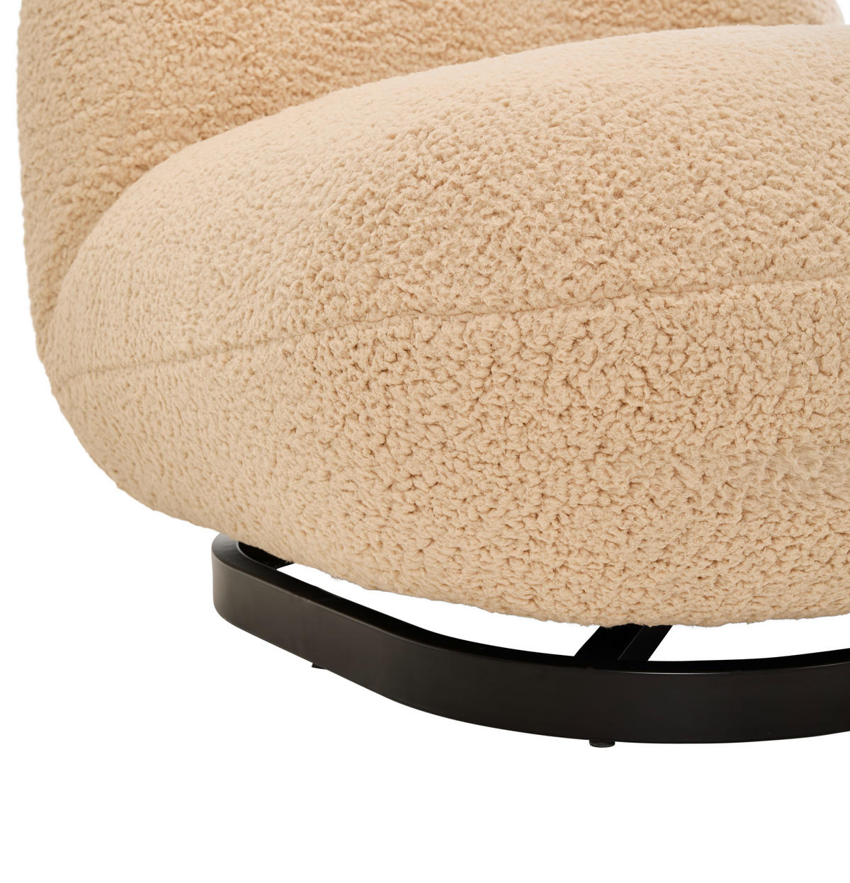 SESSEL in Bouclé Beige  - Beige/Schwarz, Trend, Textil/Metall (75/66/87cm) - P & B