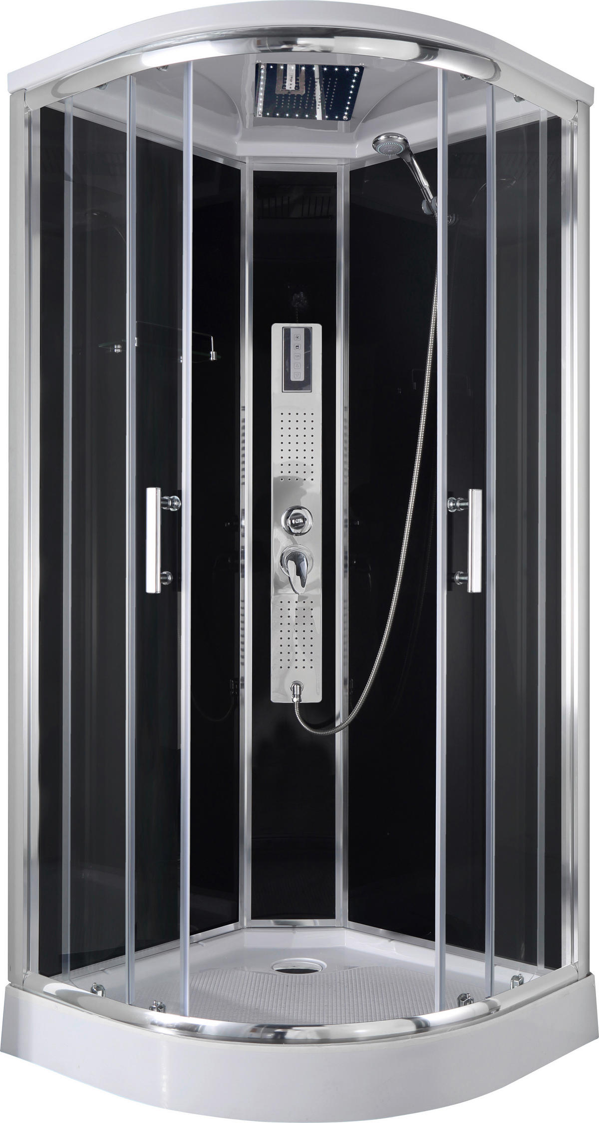 DUSCHKABINE  in Schwarz, Chromfarben  - Chromfarben/Schwarz, MODERN, Glas/Metall (90/90/215cm)