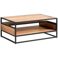 COUCHTISCH Urban Garden 2.0 Akazie massiv 70/99/41 cm rechteckig Honig, Schwarz  - Schwarz/Honig, Design, Holz/Metall (70/99/41cm) - MID.YOU