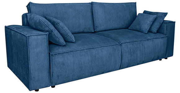 SCHLAFSOFA Cord Blau - Blau/Schwarz, KONVENTIONELL, Kunststoff/Textil (240/89/100cm) - Carryhome