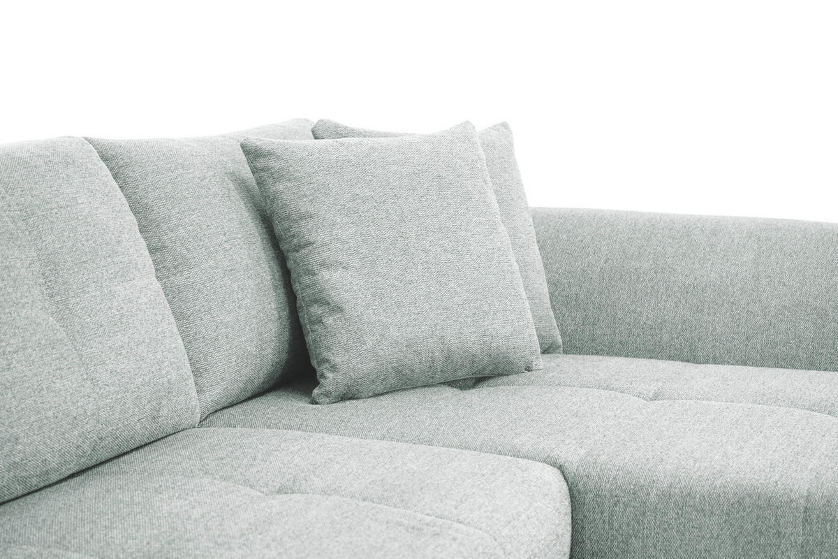 ECKSOFA in Webstoff Hellgrau  - Hellgrau/Schwarz, Design, Kunststoff/Textil (278/187cm) - Livetastic