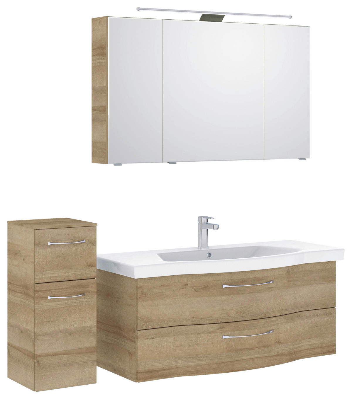 BADEZIMMER 4-teilig  in 152 cm  - Chromfarben/Eichefarben, KONVENTIONELL, Glas/Keramik (152cm) - Pelipal