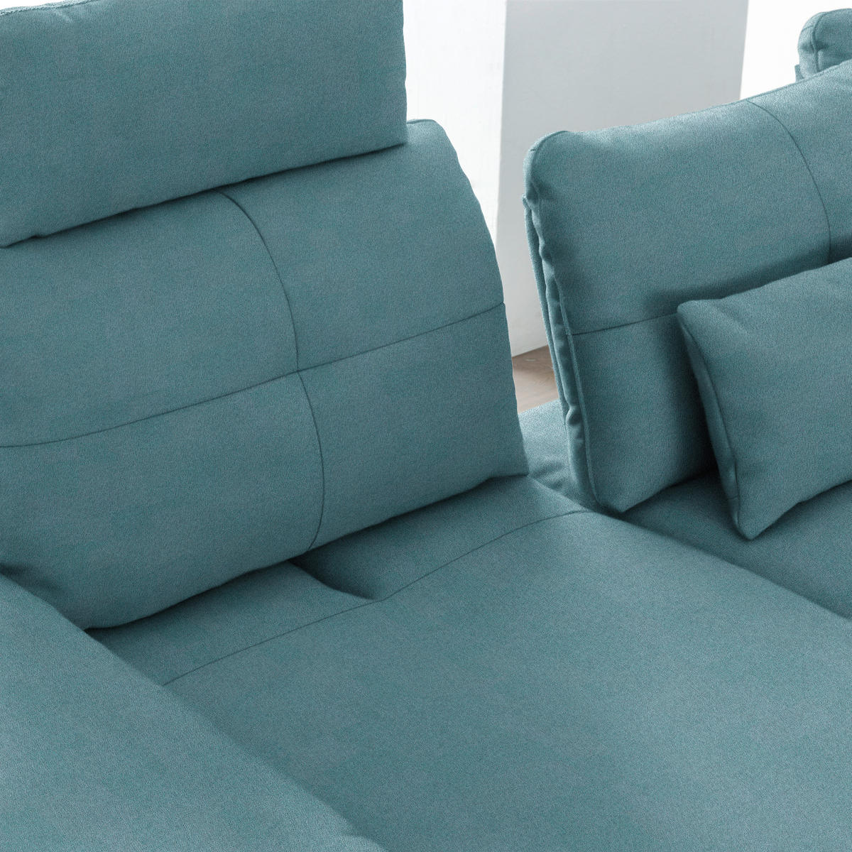ECKSOFA in Flachgewebe Hellblau  344/271 cm  - Schwarz/Hellblau, Design, Textil/Metall (344/271cm) - Chilliano