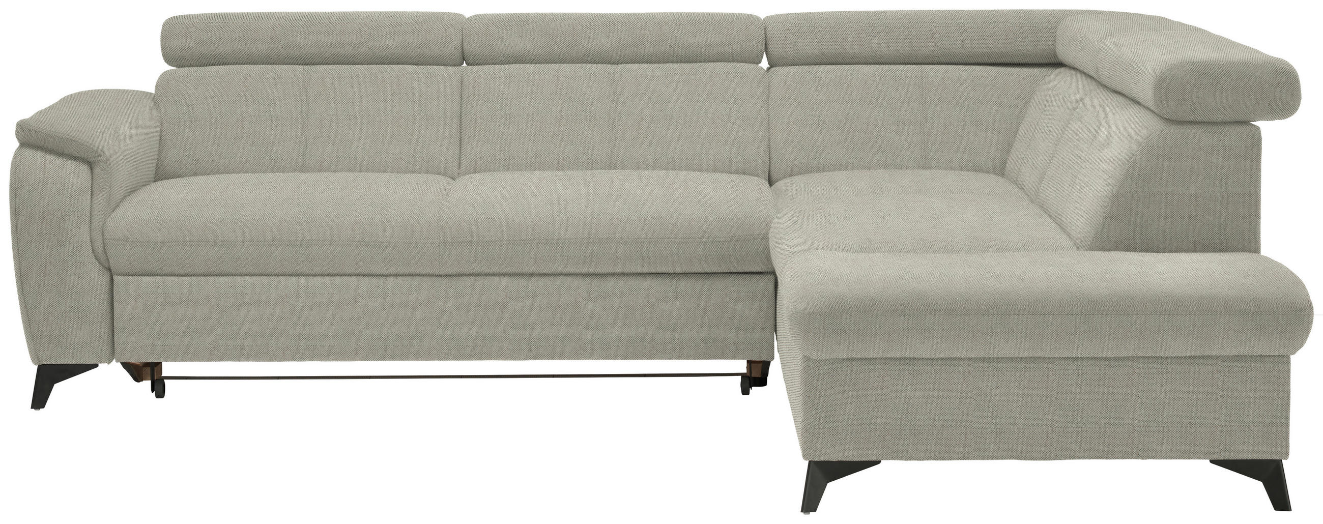 ECKSOFA in Webstoff Hellgrau  - Hellgrau/Schwarz, Design, Textil/Metall (260/203cm) - Stylife