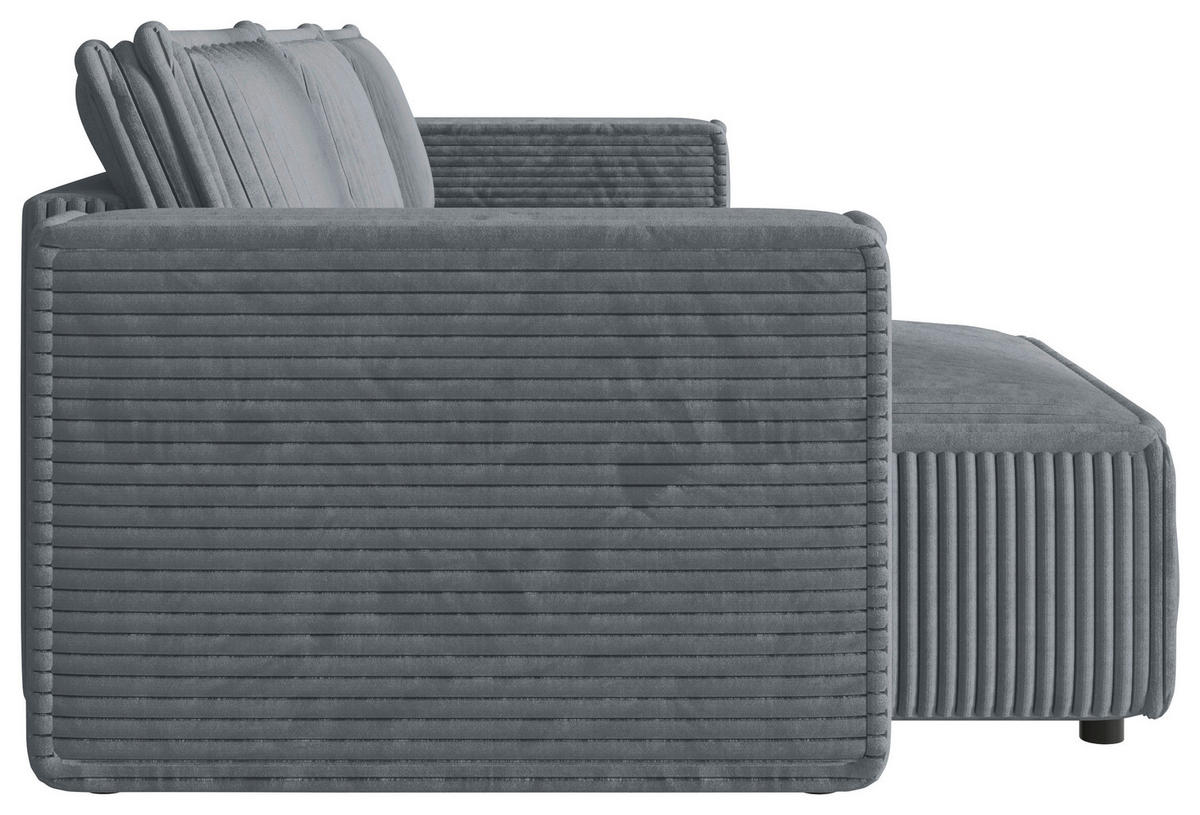 WOHNLANDSCHAFT Grau Cord  - Schwarz/Grau, MODERN, Kunststoff/Textil (153/350/153cm) - Xora
