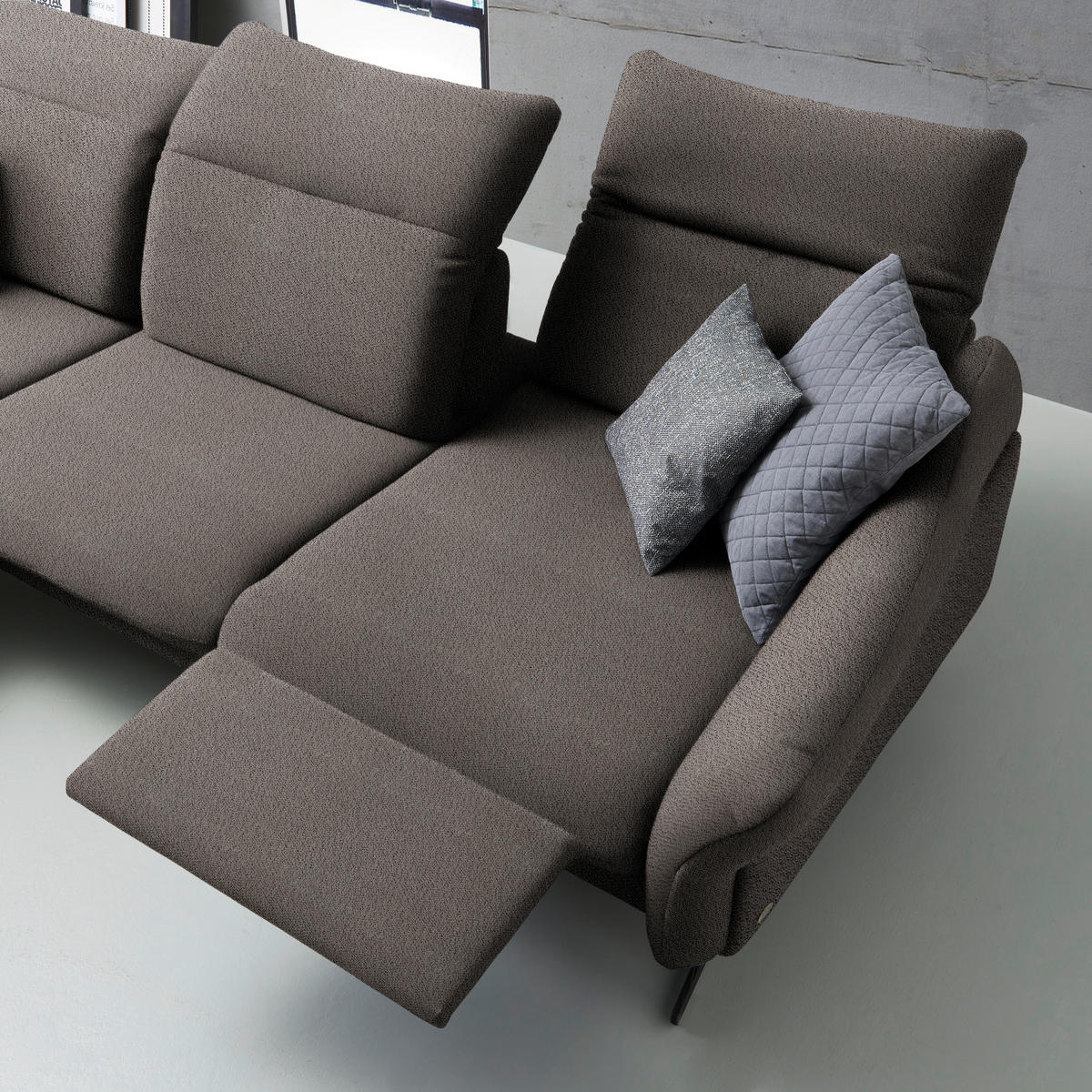 ECKSOFA in Webstoff Dunkelgrau  - Dunkelgrau/Anthrazit, Design, Textil/Metall (203/299cm) - Himolla