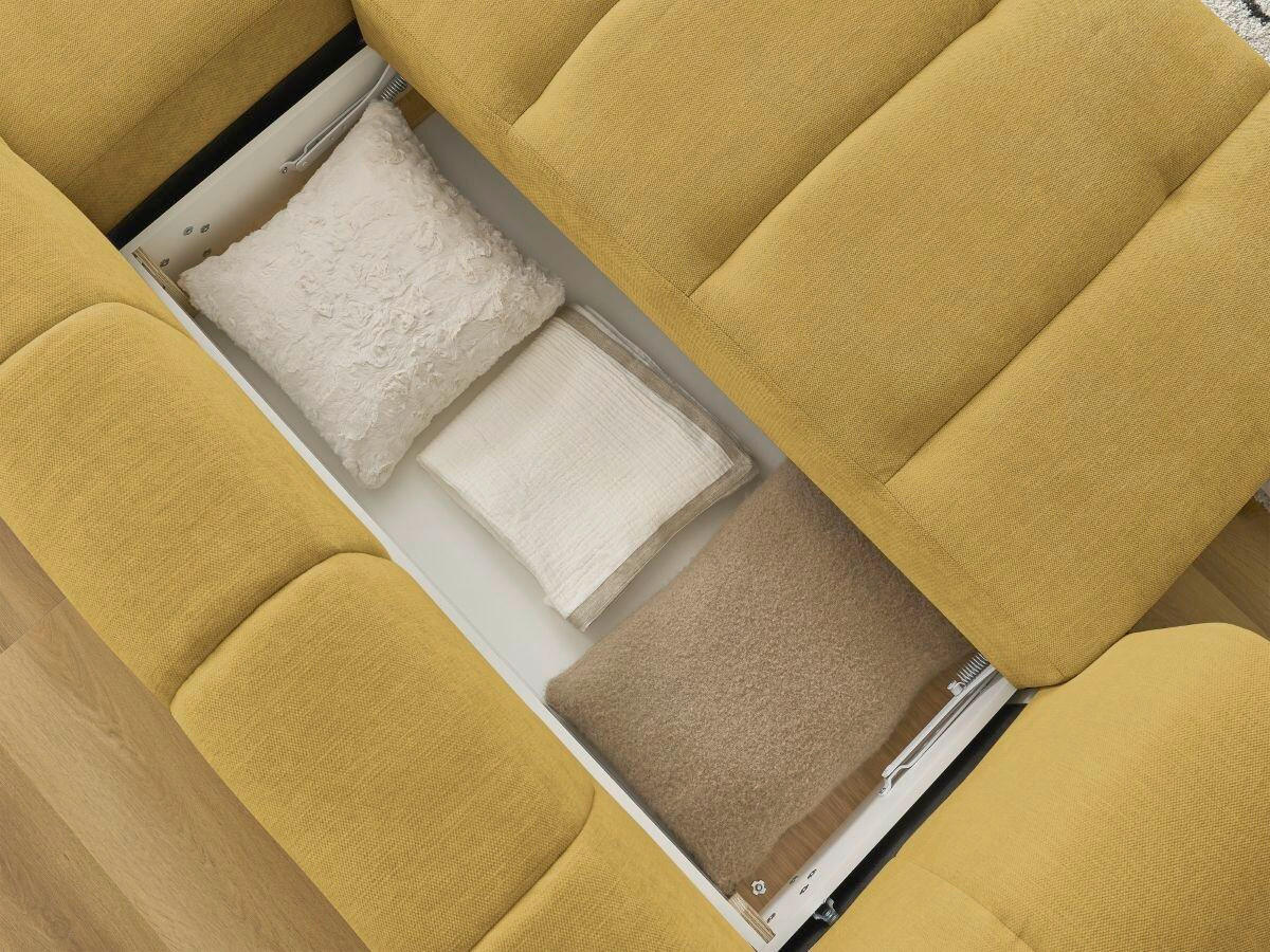 ECKSCHLAFSOFA FUJI Leinenoptik Gelb  inkl.  - Gelb/Schwarz, MODERN, Kunststoff/Textil (292/160cm)