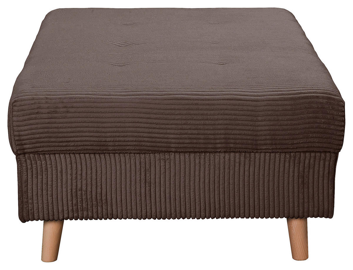 ECKSOFA inkl. Hocker Ariella Braun Cord  - Naturfarben/Braun, Design, Holz/Textil (161/231cm) - Livetastic