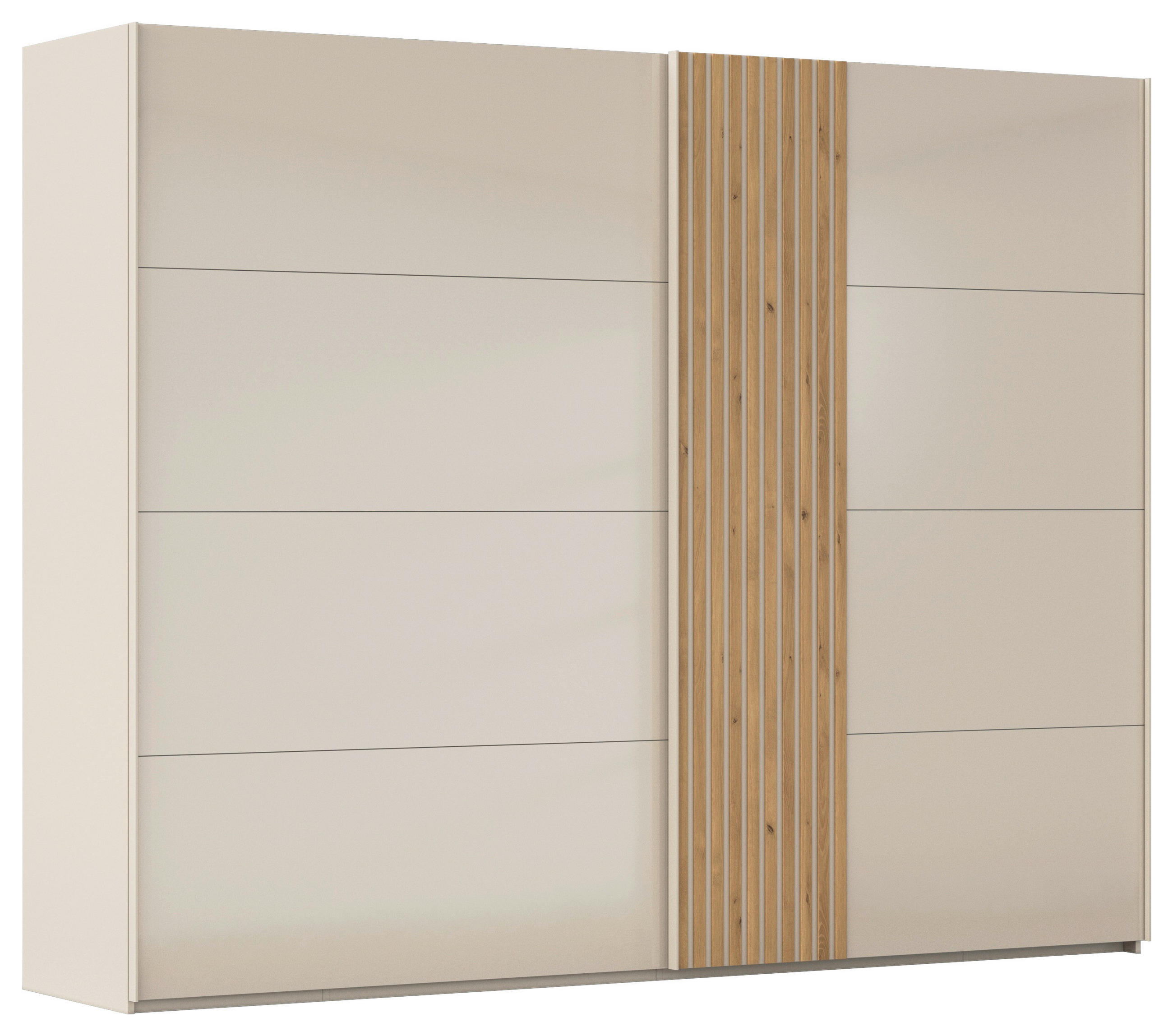 SCHWEBETÜRENSCHRANK  in Eichefarben, Champagner  - Champagner/Eichefarben, Design, Glas/Holzwerkstoff (262/223/68cm) - Novel