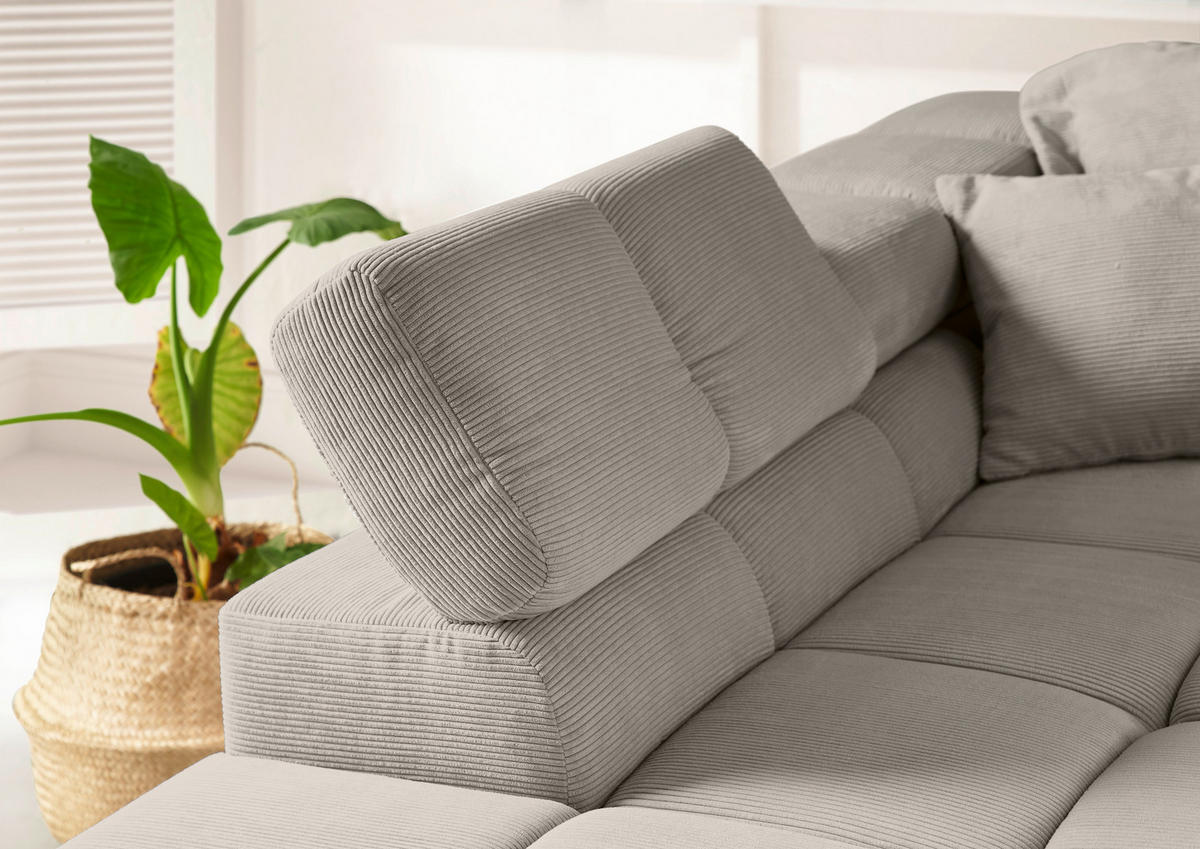 ECKSOFA in Feincord Sandfarben  - Sandfarben/Schwarz, Design, Kunststoff/Textil (215/319cm) - Hom`in