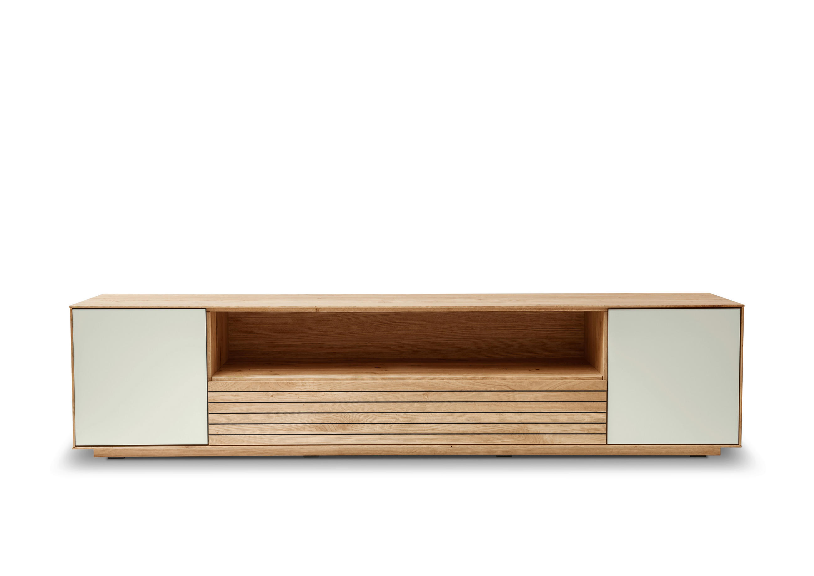 LOWBOARD  178/45/45 cm 1 Schublade(n) Beimöbel erhältlich, stehend  - Kaschmir/Eichefarben, KONVENTIONELL, Glas/Holz (178/45/45cm) - Linea Natura