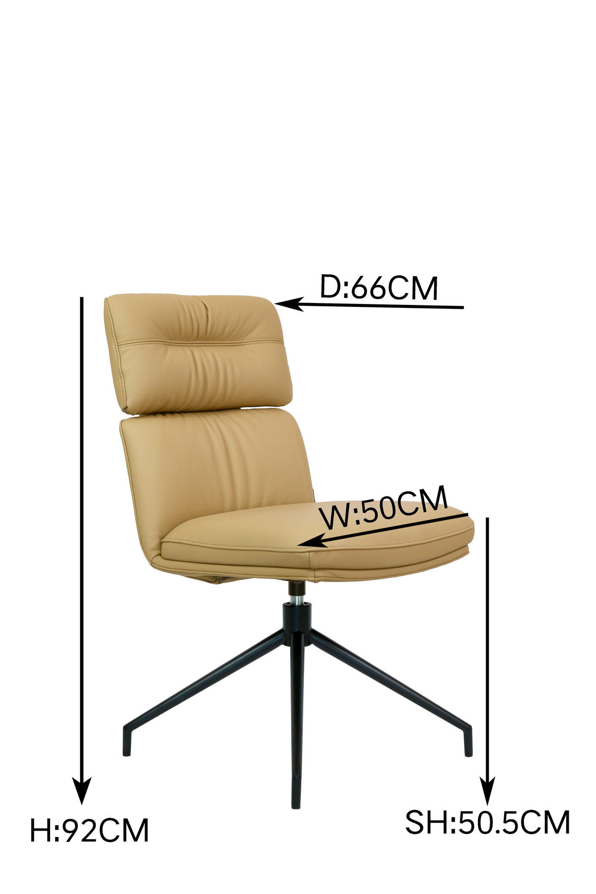 STUHL Echtleder Schwarz, Karamell  - Karamell/Schwarz, Design, Leder/Metall (50/92/64,5cm) - Dieter Knoll