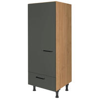 GERÄTEUMBAUSCHRANK 60/168/58 cm  in Grün, Eichefarben  - Eichefarben/Schwarz, MODERN, Holzwerkstoff/Metall (60/168/58cm) - Nobilia