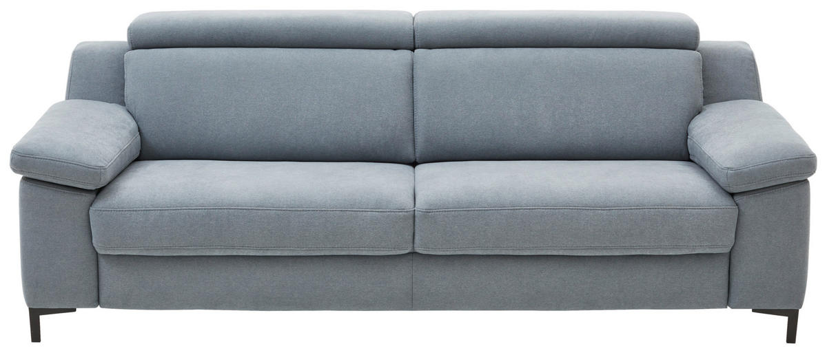 3-SITZER-SOFA Chenille Pastellblau  - Pastellblau/Schwarz, Design, Textil/Metall (218/104/104cm) - Valdera