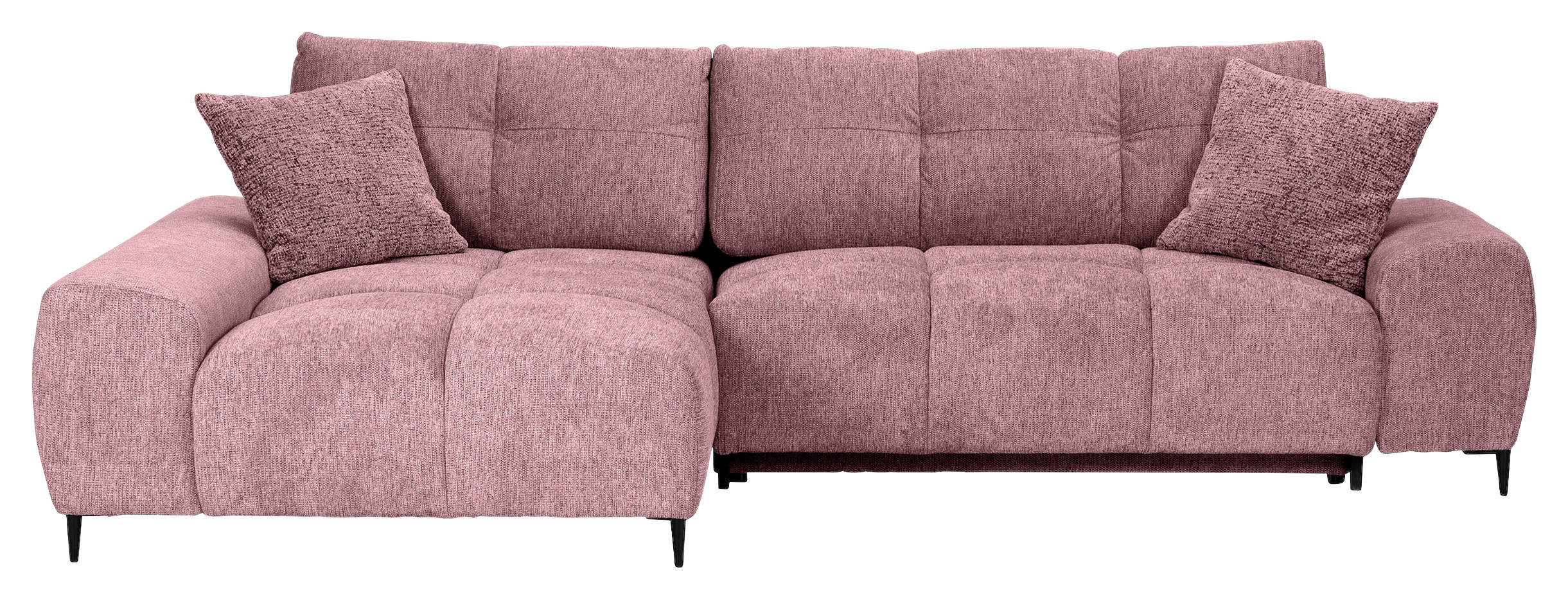 ECKSOFA Altrosa Flachgewebe  - Schwarz/Altrosa, KONVENTIONELL, Textil/Metall (180/295cm) - Carryhome