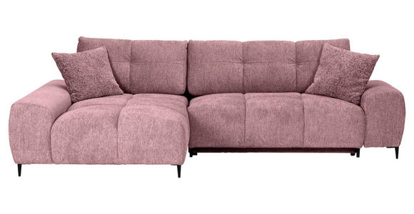 ECKSOFA  in Flachgewebe Altrosa  - Schwarz/Altrosa, KONVENTIONELL, Textil/Metall (180/295cm) - Carryhome