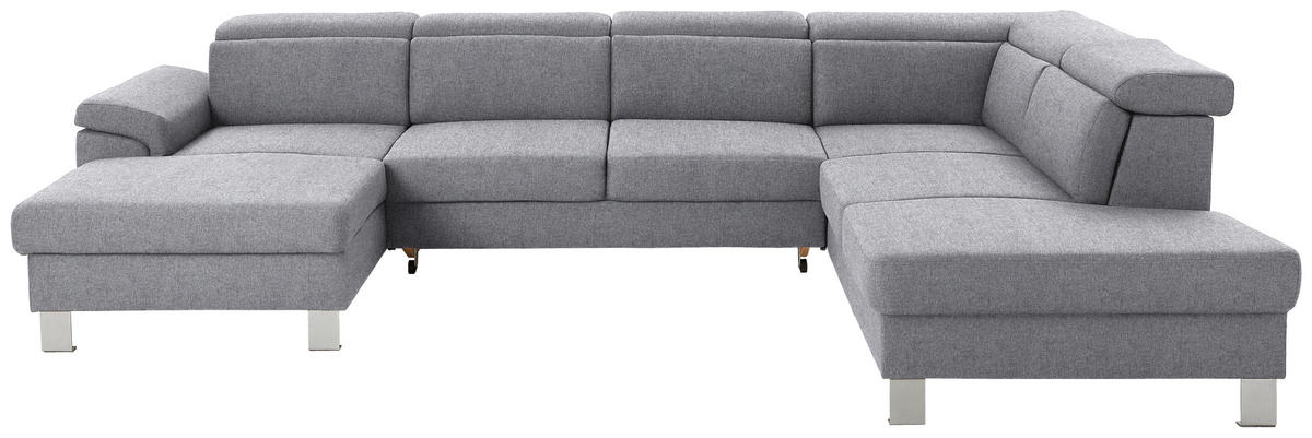 WOHNLANDSCHAFT in Webstoff Hellgrau  - Silberfarben/Hellgrau, Design, Textil/Metall (168/320/226cm) - Xora