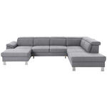 WOHNLANDSCHAFT in Webstoff Hellgrau  - Silberfarben/Hellgrau, Design, Textil/Metall (168/320/226cm) - Xora
