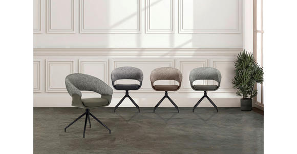 ARMLEHNSTUHL  Sitzfläche 360° drehbar, automatische Rückholfunktion Webstoff, Mikrofaser  - Schwarz/Weiß, Design, Textil/Metall (60/83/62cm) - Novel