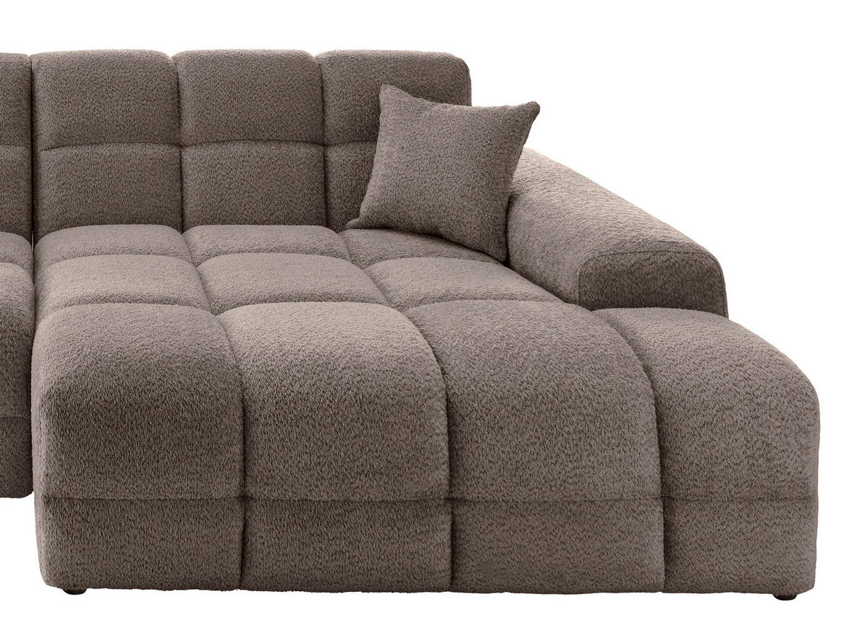 ECKSOFA Taupe Bouclé  - Taupe/Schwarz, MODERN, Kunststoff/Textil (301/152cm) - Livetastic