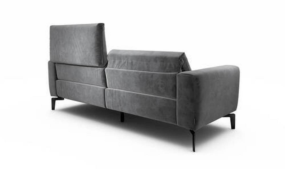 2,5-Sitzer inkl. Hocker in Samt Anthrazit  - Anthrazit/Schwarz, Design, Textil/Metall (220/86/86-94cm) - SENSOO
