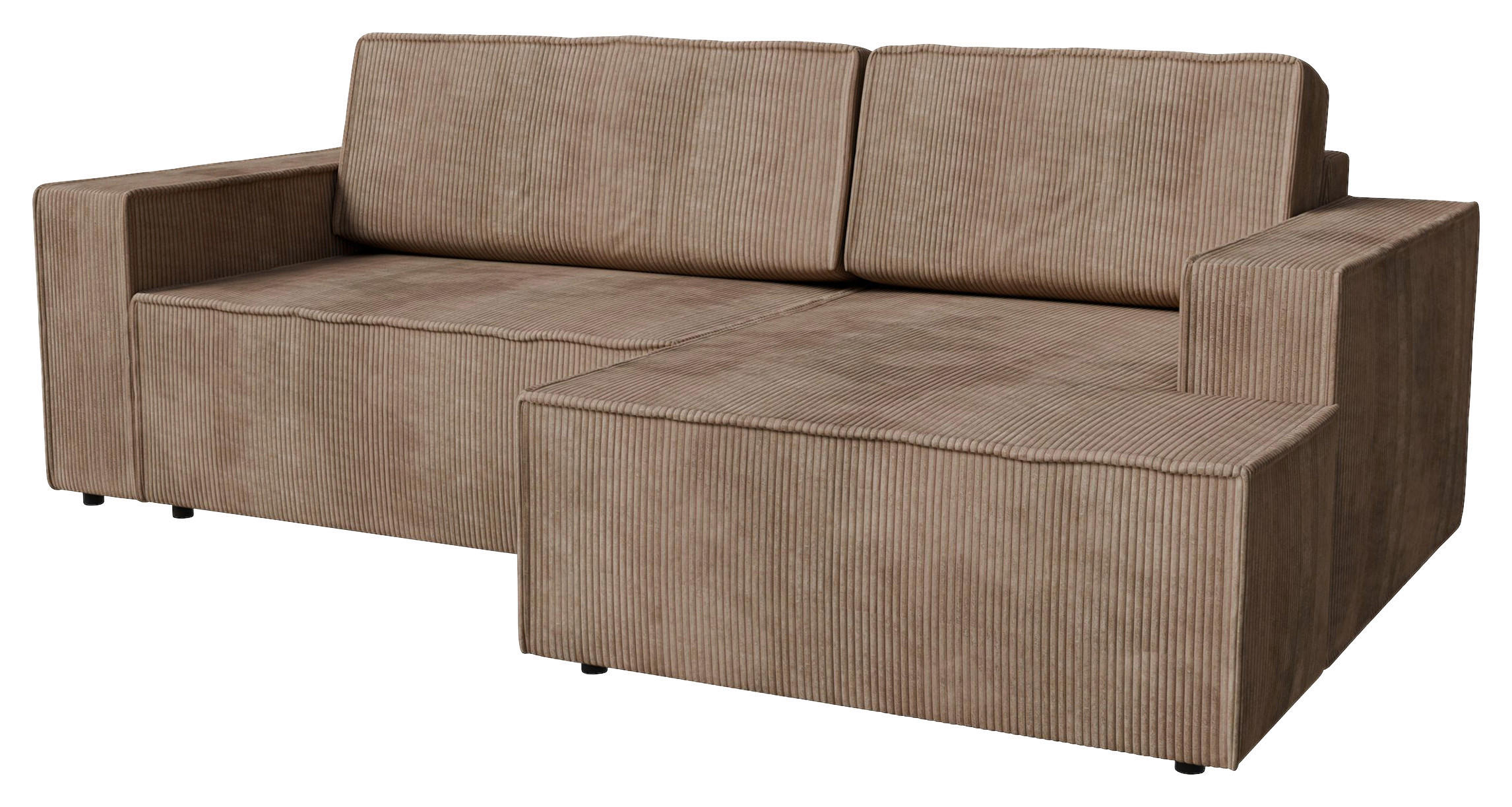 ECKSOFA inkl. Funktion Hellbraun Cord  - Hellbraun/Schwarz, MODERN, Kunststoff/Textil (245/149cm) - Stylife