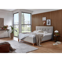 POLSTERBETT 180/200 cm,  in Hellgrau,  - Eichefarben/Hellgrau, MODERN, Holz/Textil (180/200cm) - Livetastic