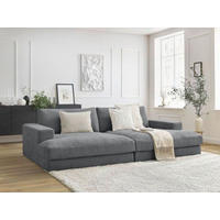 BIGSOFA LEONARD Struktur Dunkelgrau  - Dunkelgrau/Schwarz, MODERN, Kunststoff/Textil (234/77/159cm)