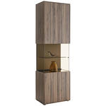 VITRINE  in massiv Altholz, Buche Buchefarben, Sandfarben - Sandfarben/Buchefarben, Design, Glas/Holz (62/206/43cm) - Johann Jakob