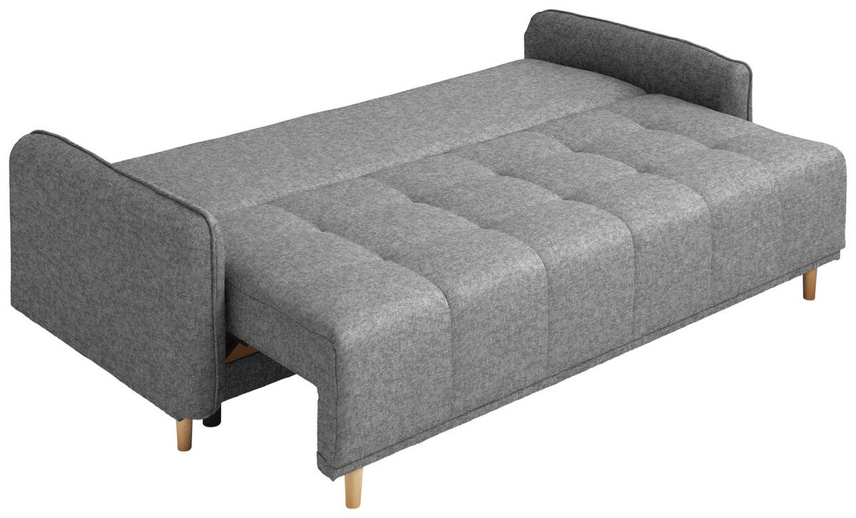 SCHLAFSOFA Chenille Grau  - Buchefarben/Grau, Design, Holz/Textil (217/97/101cm) - Carryhome