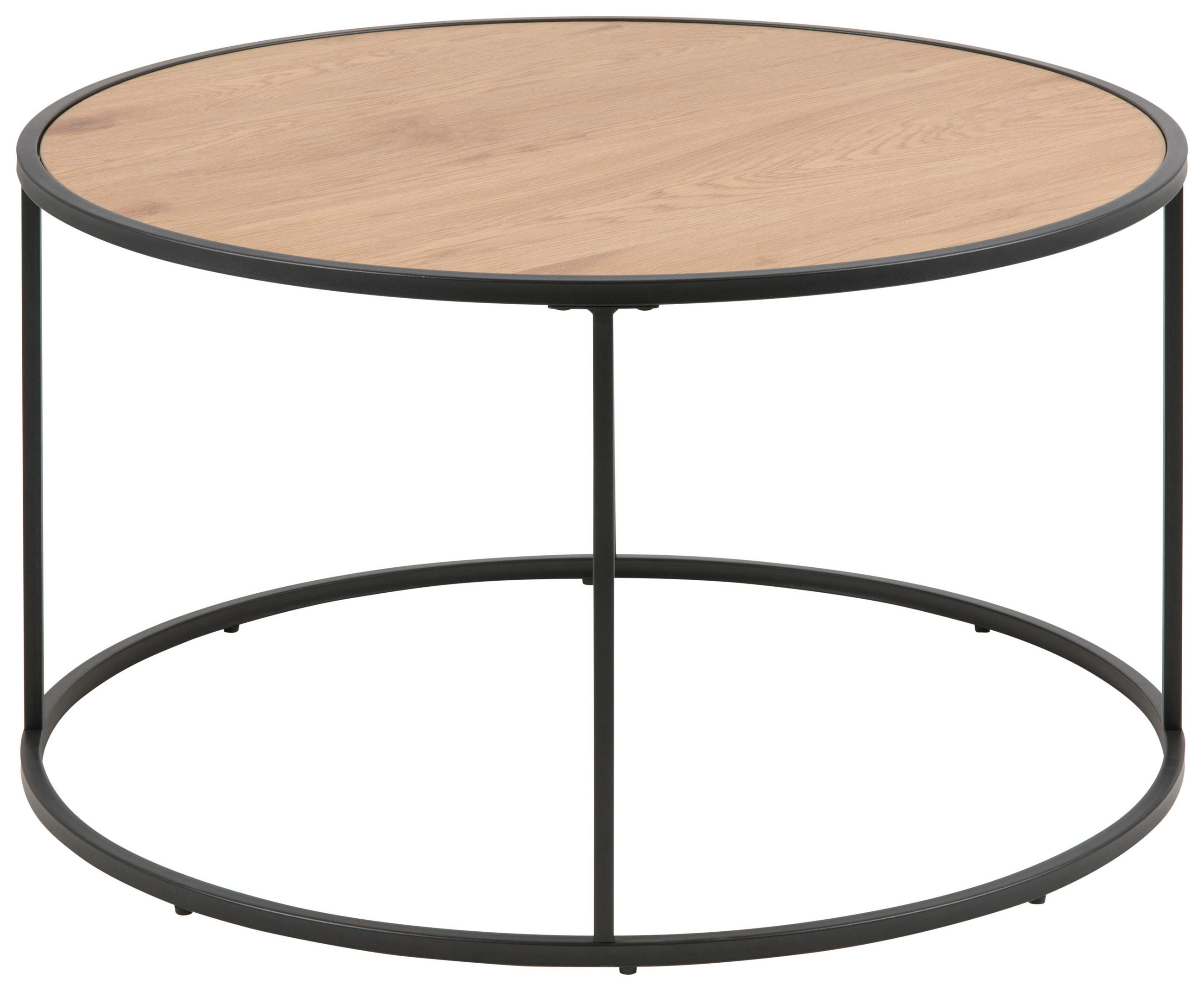 COUCHTISCH 80/80/45 cm rund Schwarz, Eichefarben  - Eichefarben/Schwarz, Design, Holzwerkstoff/Metall (80/80/45cm) - Carryhome