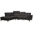 ECKSOFA in Echtleder Dunkelbraun  - Dunkelbraun/Schwarz, Design, Leder/Metall (239/289cm) - Cantus