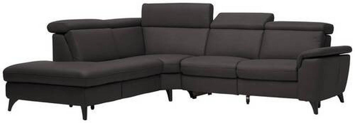 ECKSOFA in Echtleder Dunkelbraun  239/285 cm  - Dunkelbraun/Schwarz, Design, Leder/Metall (239/285cm) - Cantus
