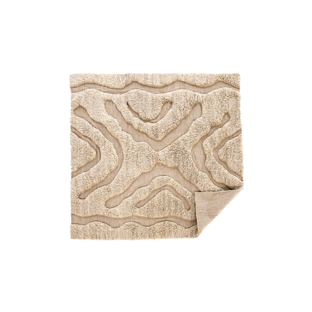 Thumbnail - P & B Hochflorteppich, Weiß, Beige, Textil, Uni, rechteckig, 400x400 cm, Handmade in Indonesia, leicht zusammenrollbar, ...