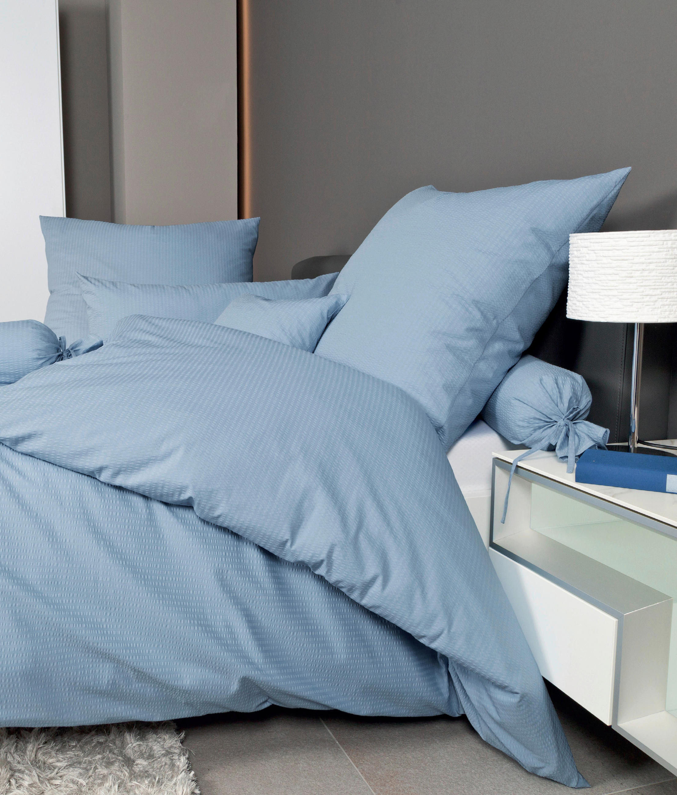 BETTWÄSCHE Seersucker 240/220 cm  - Blau, Basics, Textil (240/220cm) - Janine