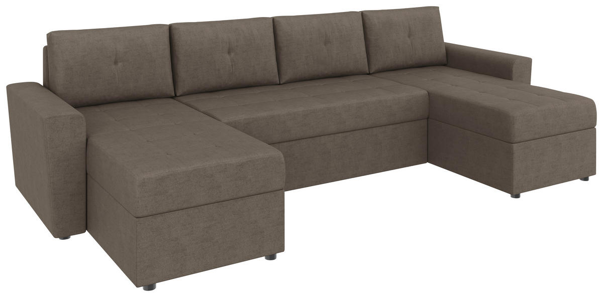 WOHNLANDSCHAFT TERMOLI Taupe Jacquard  - Taupe/Schwarz, Design, Kunststoff/Textil (155/296/155cm) - MID.YOU