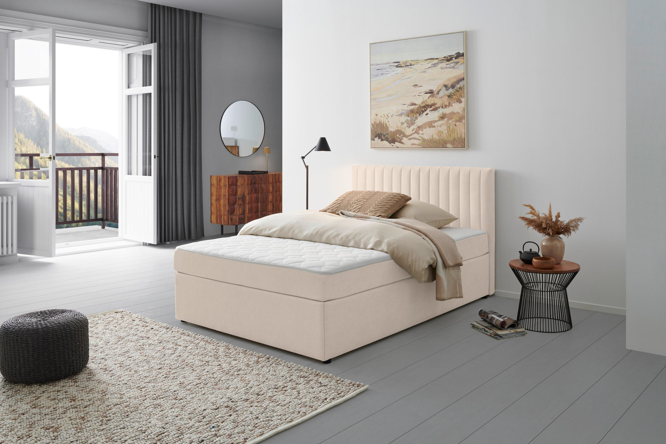 BOXBETT 140/200 cm  in Creme  - Creme, Modern, Holz/Textil (140/200cm) - MID.YOU