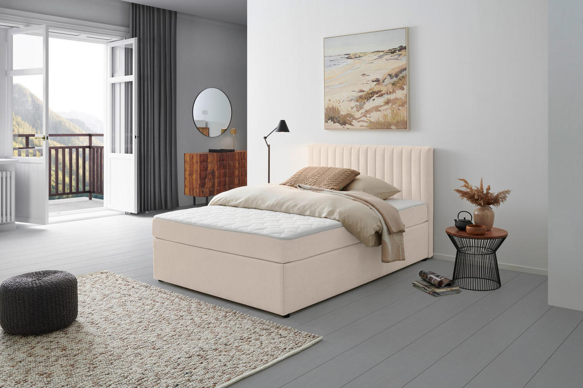 BOXBETT 140/200 cm  in Creme  - Creme, Modern, Holz/Textil (140/200cm) - MID.YOU