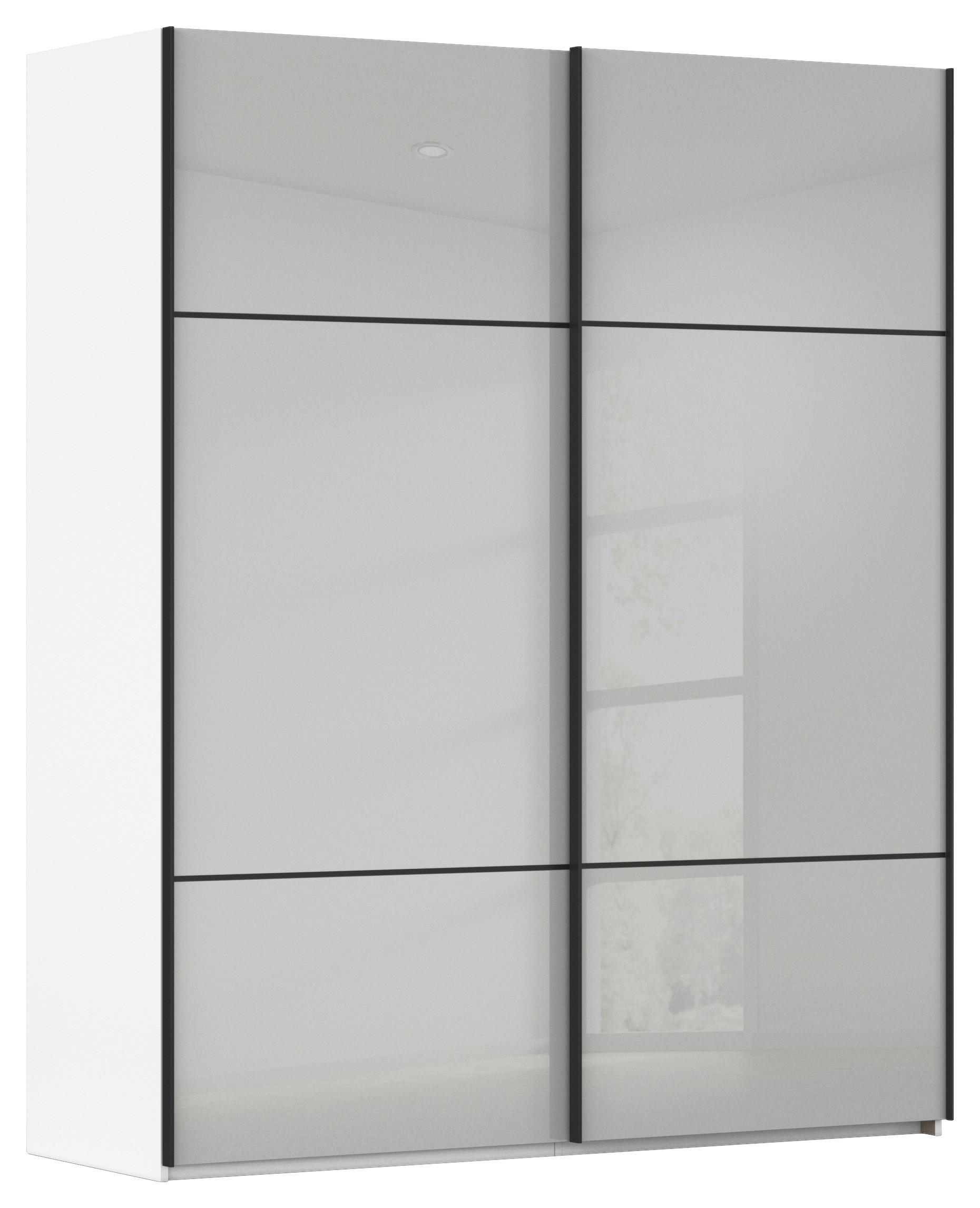 SCHWEBETÜRENSCHRANK in Grau, Weiss  - Weiss/Schwarz, Konventionell, Glas/Holzwerkstoff (162/223/68cm) - Novel
