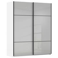 SCHWEBETÜRENSCHRANK in Grau, Weiss  - Weiss/Schwarz, Konventionell, Glas/Holzwerkstoff (162/223/68cm) - Novel