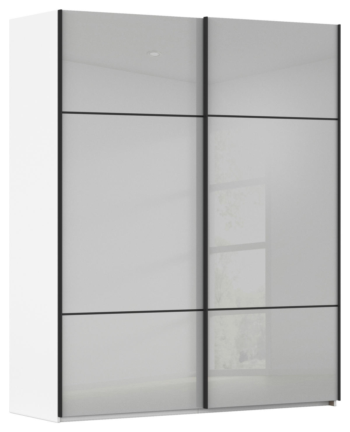 SCHWEBETÜRENSCHRANK in Grau, Weiss  - Weiss/Schwarz, Konventionell, Glas/Holzwerkstoff (162/223/68cm) - Novel