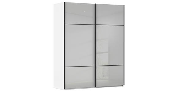 SCHWEBETÜRENSCHRANK 162/223/68 cm 2-türig Grau, Weiß - Schwarz/Weiß, KONVENTIONELL, Glas/Holzwerkstoff (162/223/68cm) - Novel