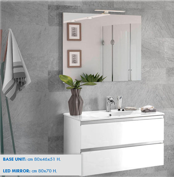 KUPATILO  bela  - bela visoki sjaj/bela, staklo/pločasti materijal (80/51/46cm) - Italstyle