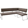 ECKBANK 200/150 cm Lederlook Braun, Edelstahlfarben   - Edelstahlfarben/Braun, Design, Textil/Metall (200/150cm) - Livetastic