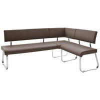 ECKBANK 200/150 cm Lederlook Braun, Edelstahlfarben   - Edelstahlfarben/Braun, Design, Textil/Metall (200/150cm) - Livetastic