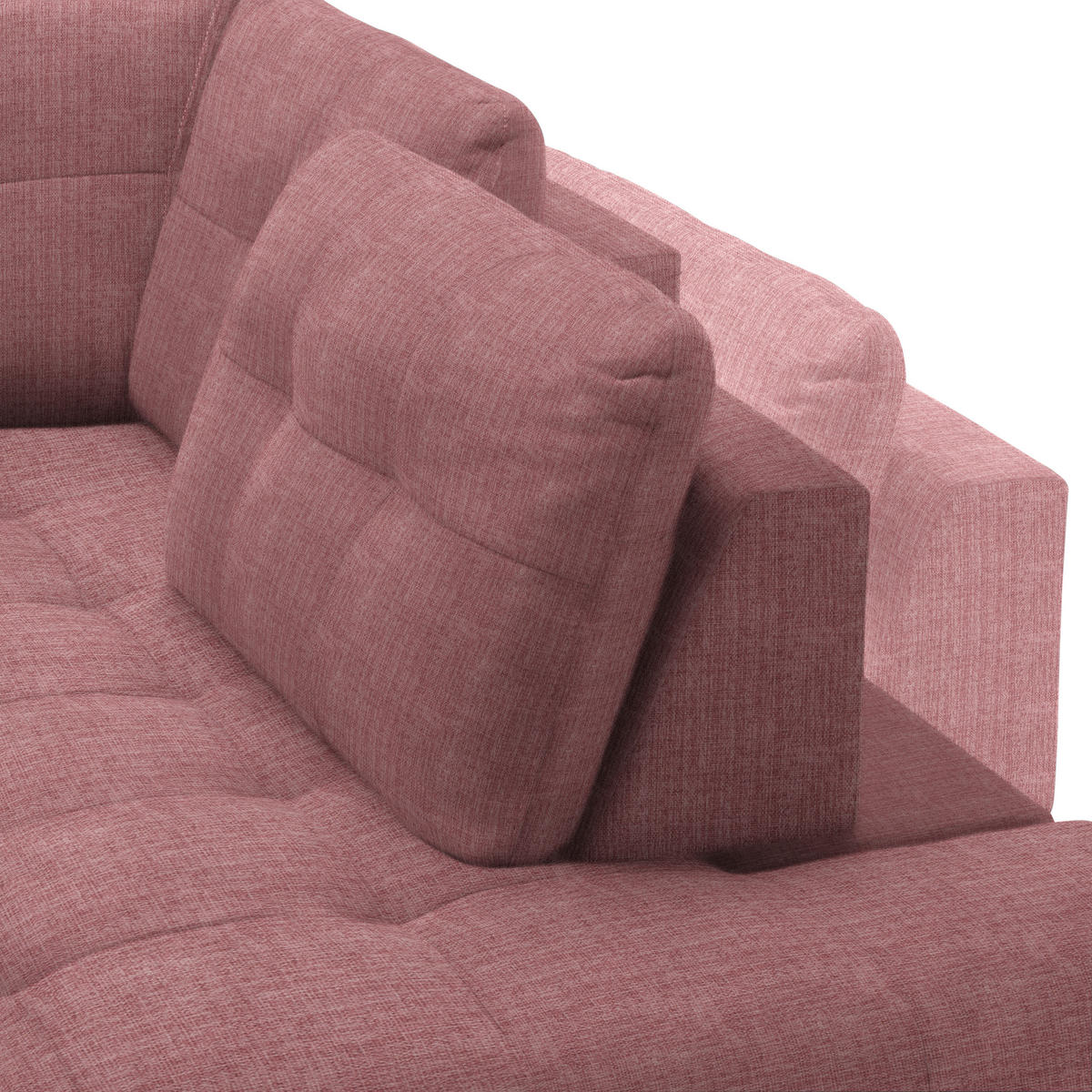 ECKSOFA in Flachgewebe, Leinenoptik Rosa  - Schwarz/Rosa, Modern, Textil/Metall (247/208cm) - Xora
