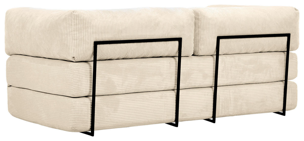 SCHLAFSOFA Cord Creme  - Creme, KONVENTIONELL, Textil/Metall (200/77/80cm) - Carryhome