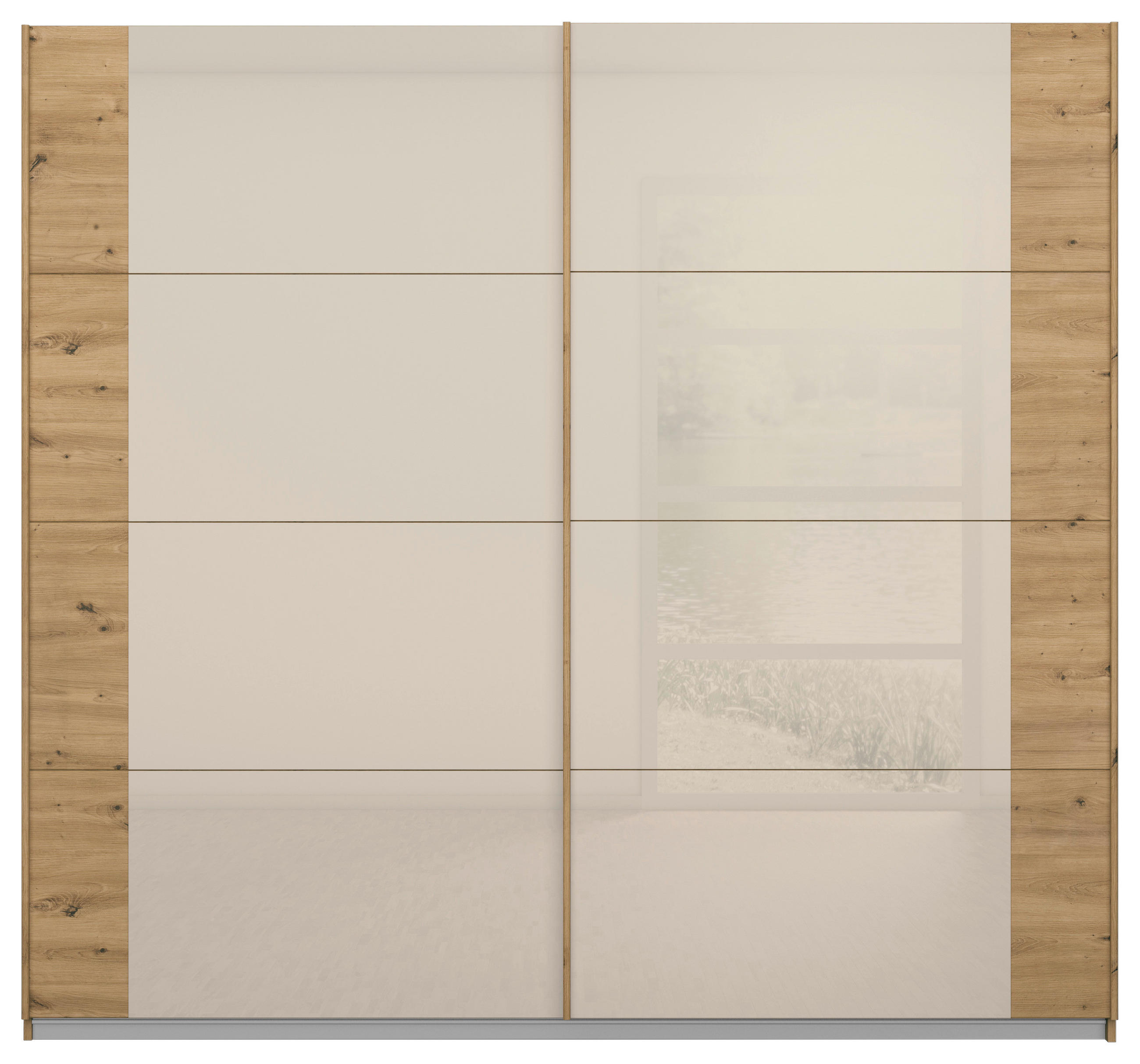 SCHWEBETÜRENSCHRANK in Eiche Artisan, Champagner - Champagner/Eiche Artisan, Modern, Glas/Holzwerkstoff (225/210/62cm) - Rauch Möbel