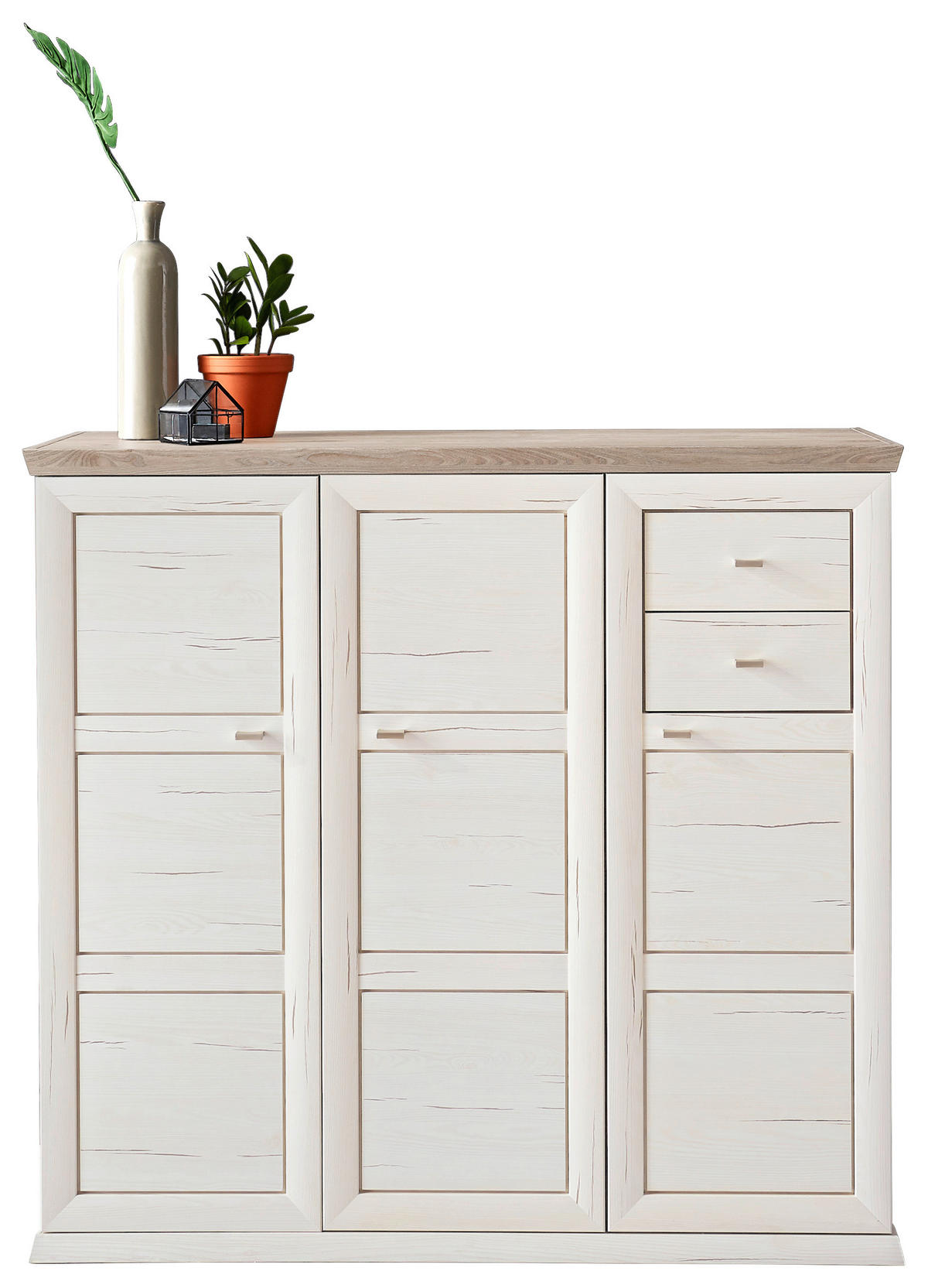 CIPŐSSZEKRÉNY 133,4/123/42,5 cm  - nikkelszínű/fehér, Lifestyle, műanyag/faalapú anyag (133,4/123/42,5cm) - Hom`in