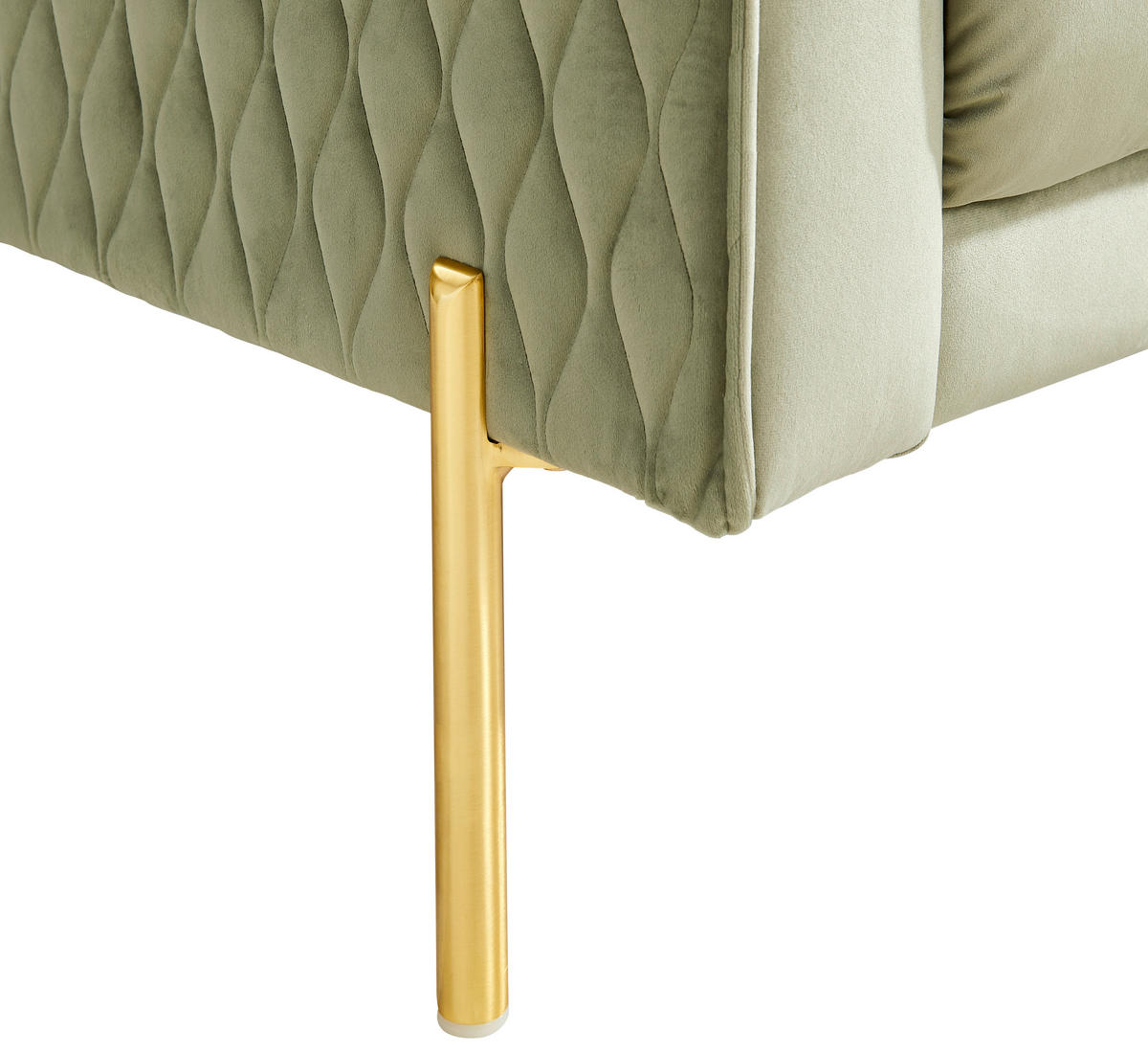 BIGSOFA Samt Salbeigrün  - Salbeigrün/Goldfarben, Trend, Textil/Metall (230/94/110cm) - Ambia Home
